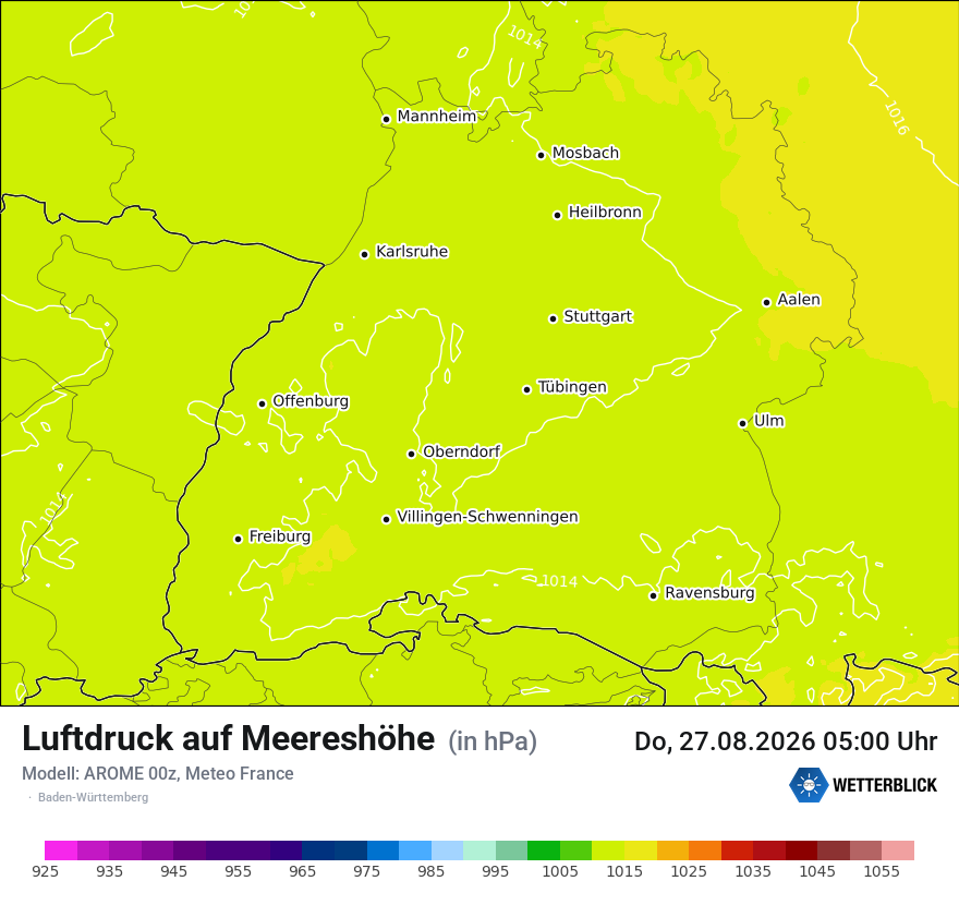 Modellkarte AROME – pmsl – bw