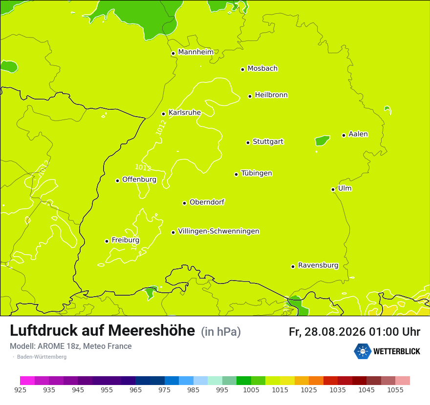 Modellkarte AROME – pmsl – bw