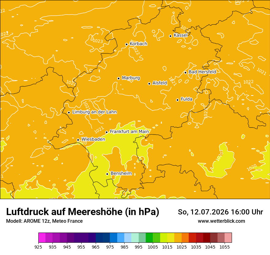 Modellkarte AROME – pmsl – he