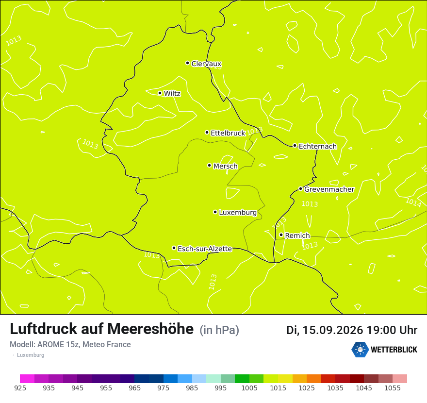 Modellkarte AROME – pmsl – luxemburg