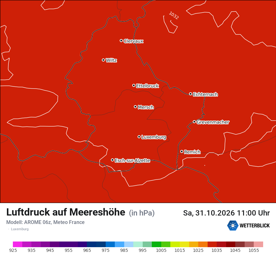 Modellkarte AROME – pmsl – luxemburg