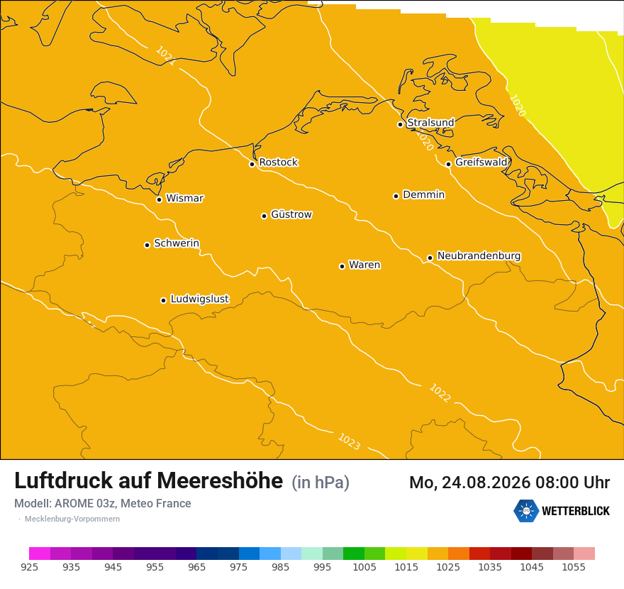 Modellkarte AROME – pmsl – mv