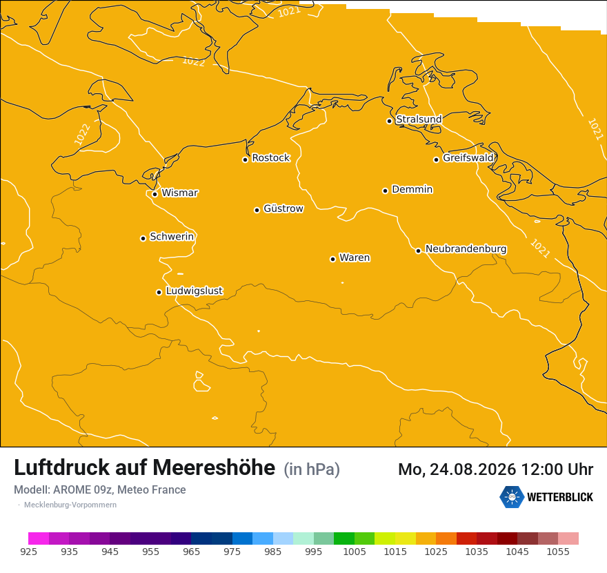 Modellkarte AROME – pmsl – mv