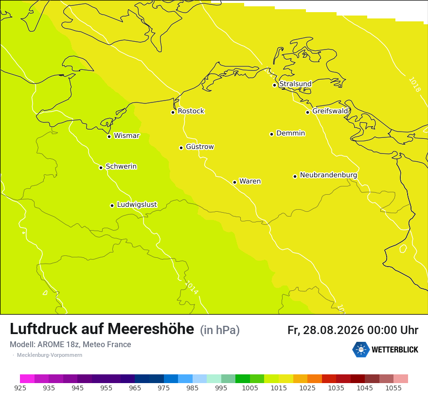 Modellkarte AROME – pmsl – mv
