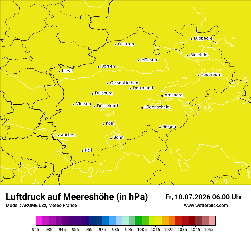 Modellkarte AROME – pmsl – nrw