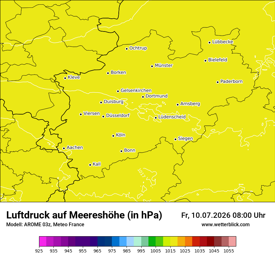 Modellkarte AROME – pmsl – nrw