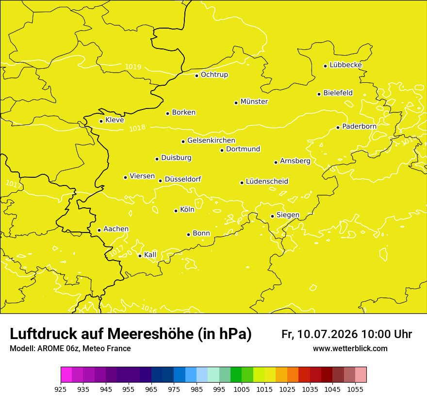 Modellkarte AROME – pmsl – nrw