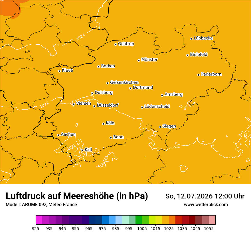 Modellkarte AROME – pmsl – nrw