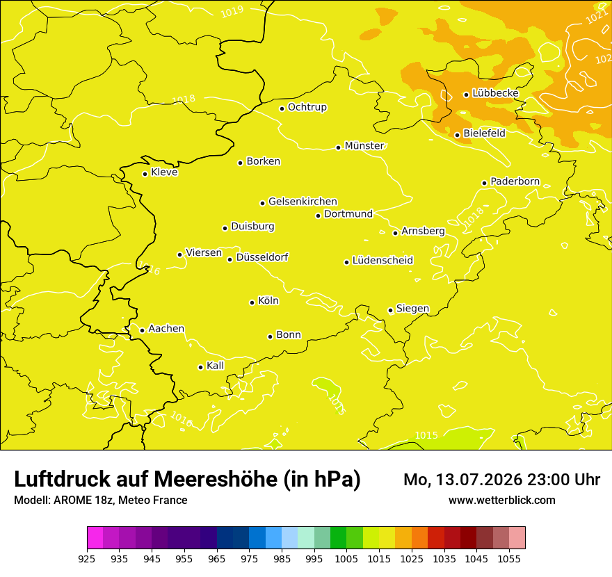 Modellkarte AROME – pmsl – nrw