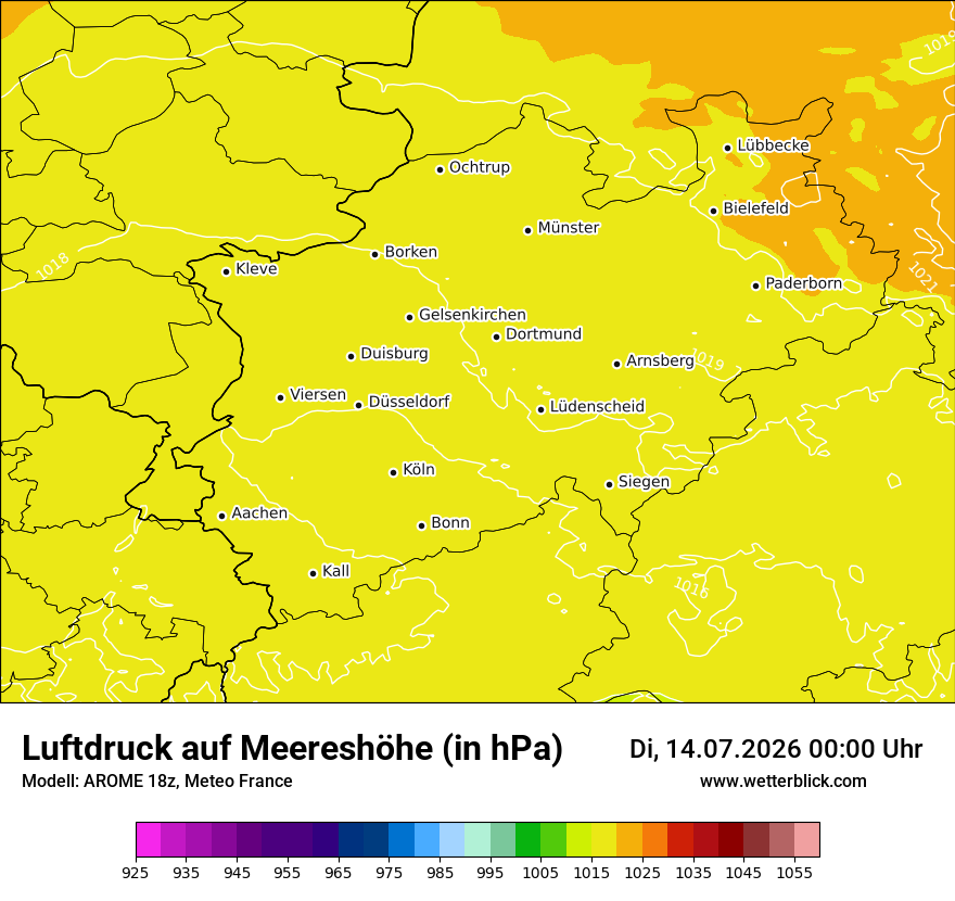 Modellkarte AROME – pmsl – nrw