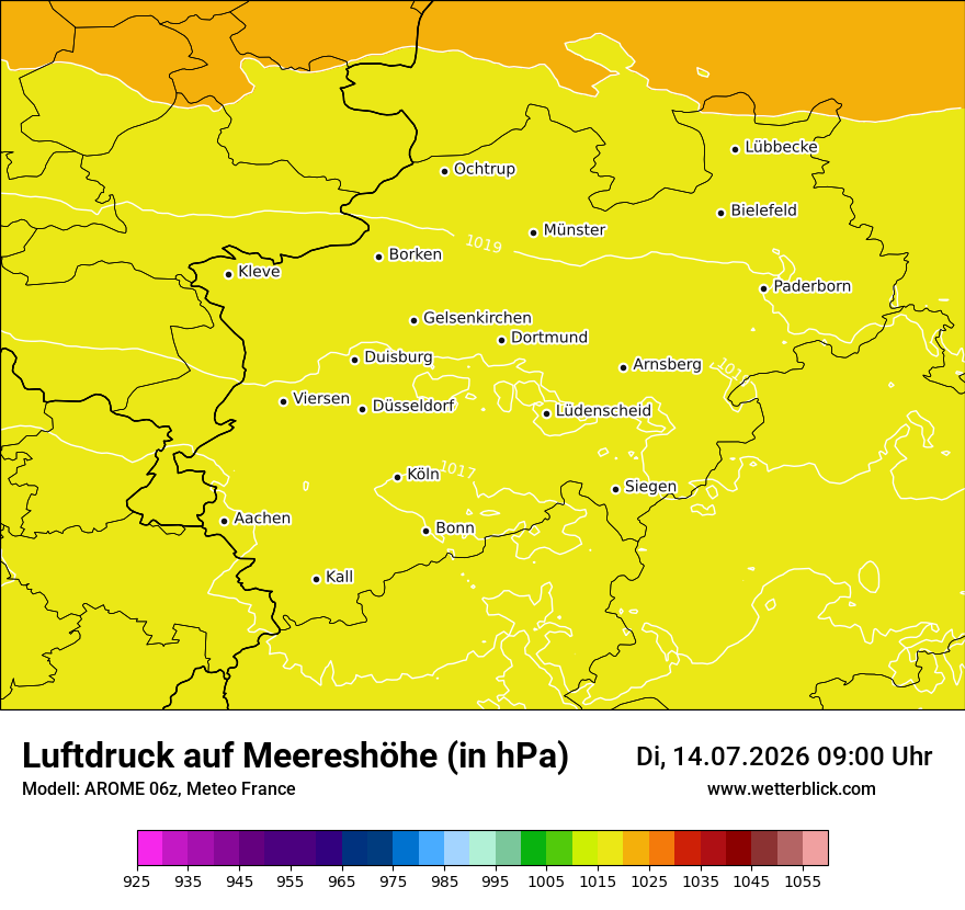Modellkarte AROME – pmsl – nrw