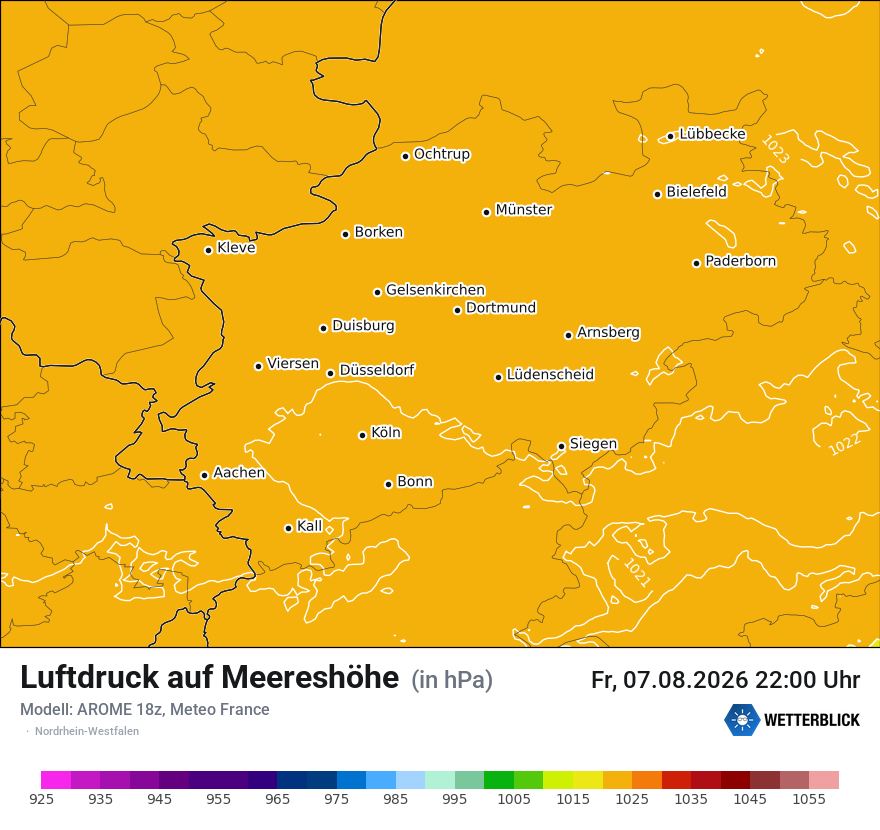 Modellkarte AROME – pmsl – nrw