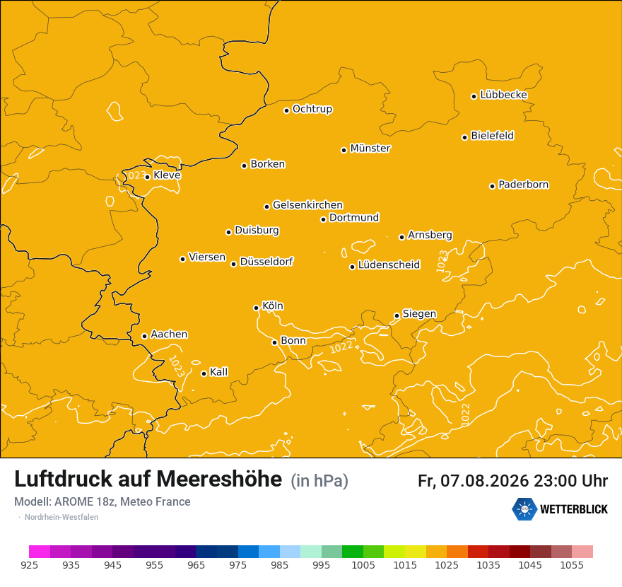 Modellkarte AROME – pmsl – nrw