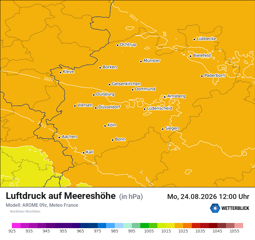Modellkarte AROME – pmsl – nrw