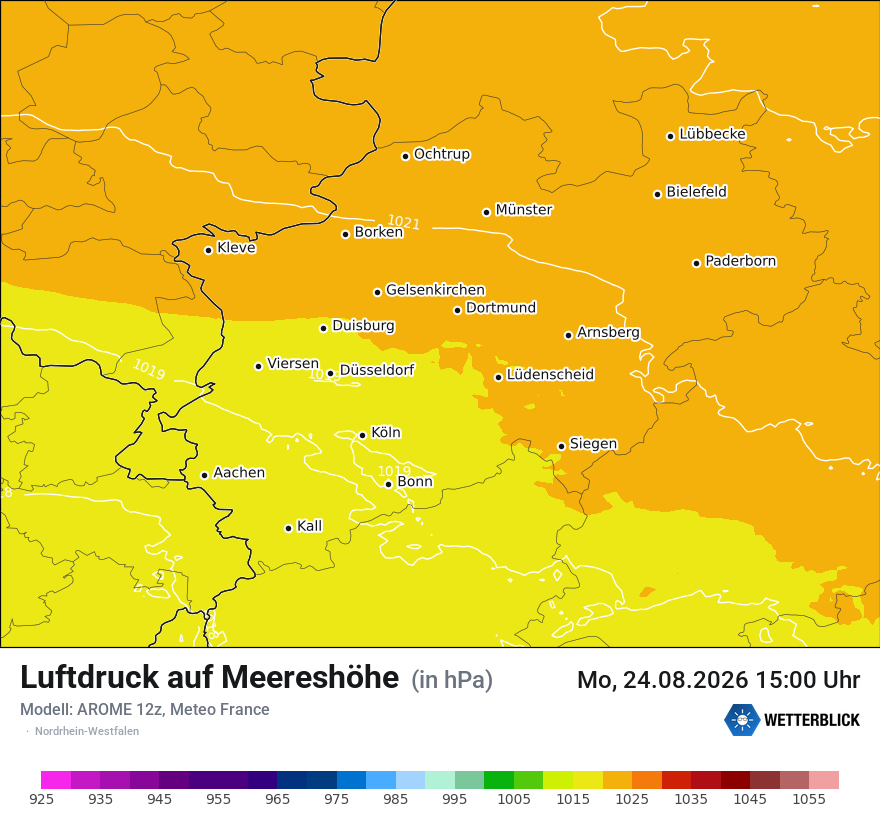 Modellkarte AROME – pmsl – nrw