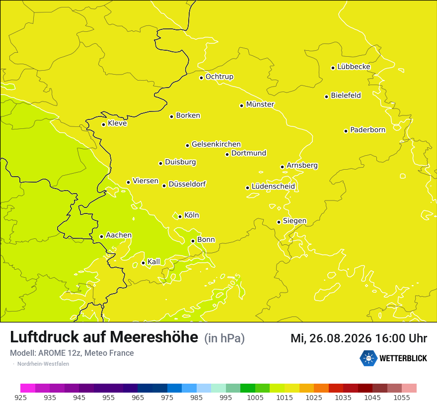 Modellkarte AROME – pmsl – nrw