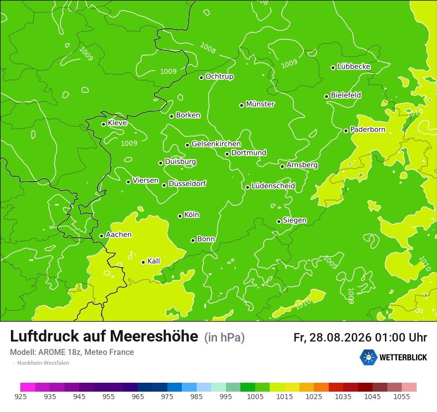 Modellkarte AROME – pmsl – nrw