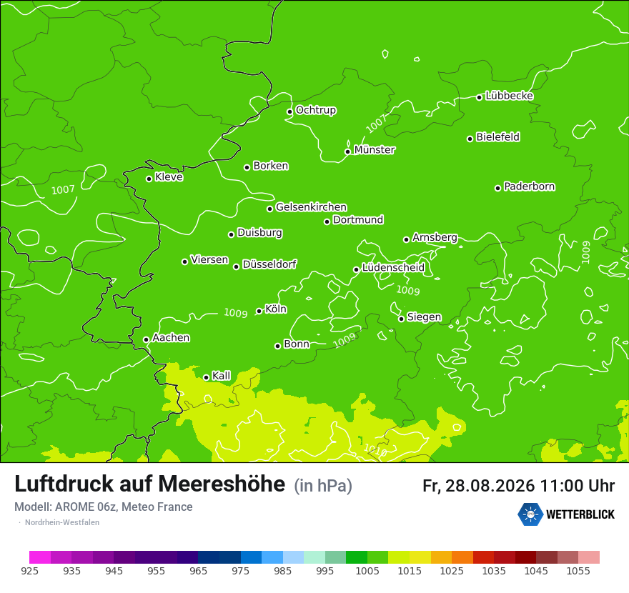 Modellkarte AROME – pmsl – nrw