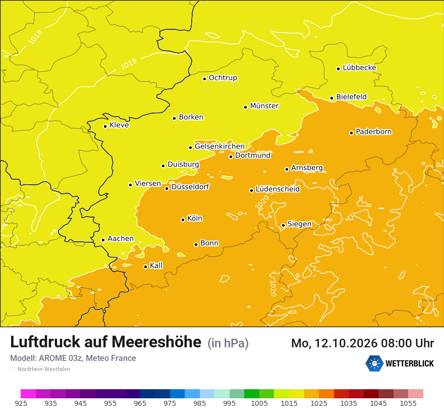 Modellkarte AROME – pmsl – nrw
