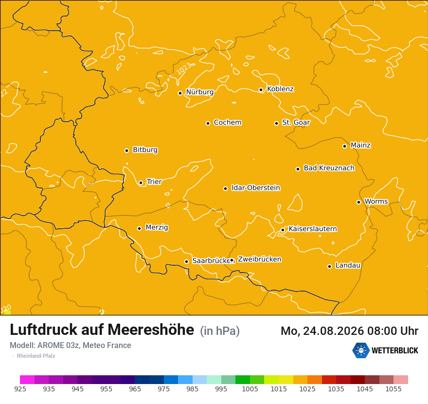 Modellkarte AROME – pmsl – rp