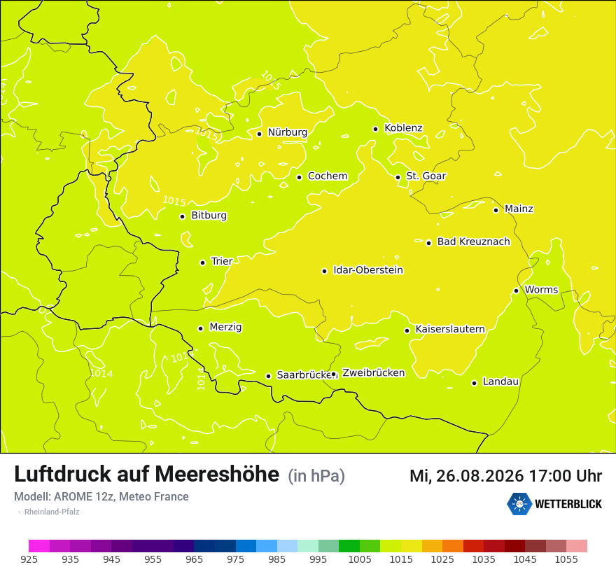 Modellkarte AROME – pmsl – rp