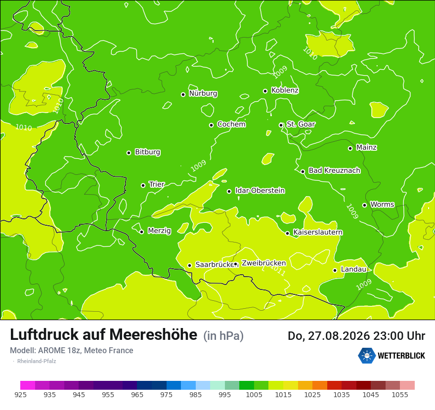 Modellkarte AROME – pmsl – rp