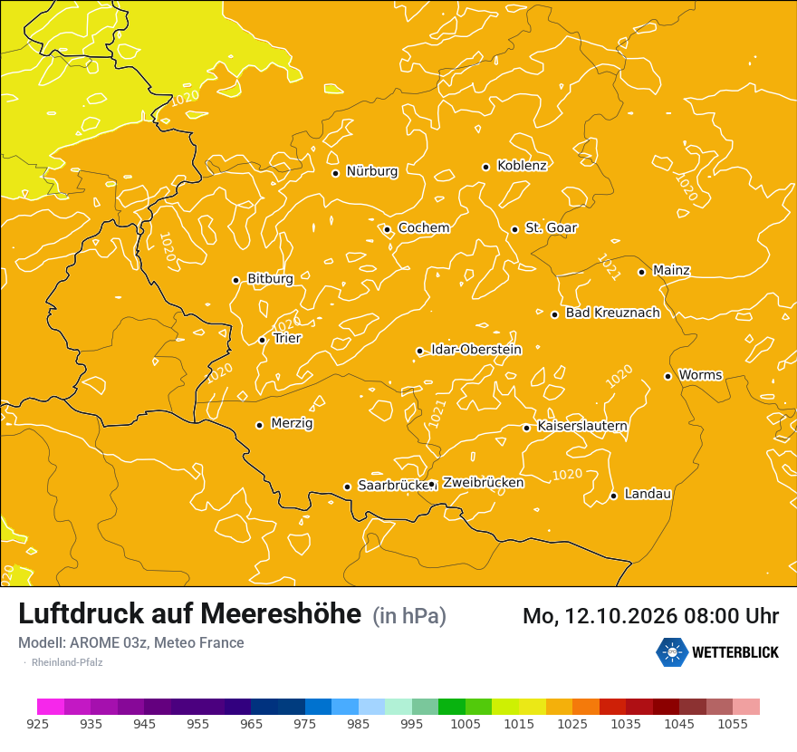 Modellkarte AROME – pmsl – rp