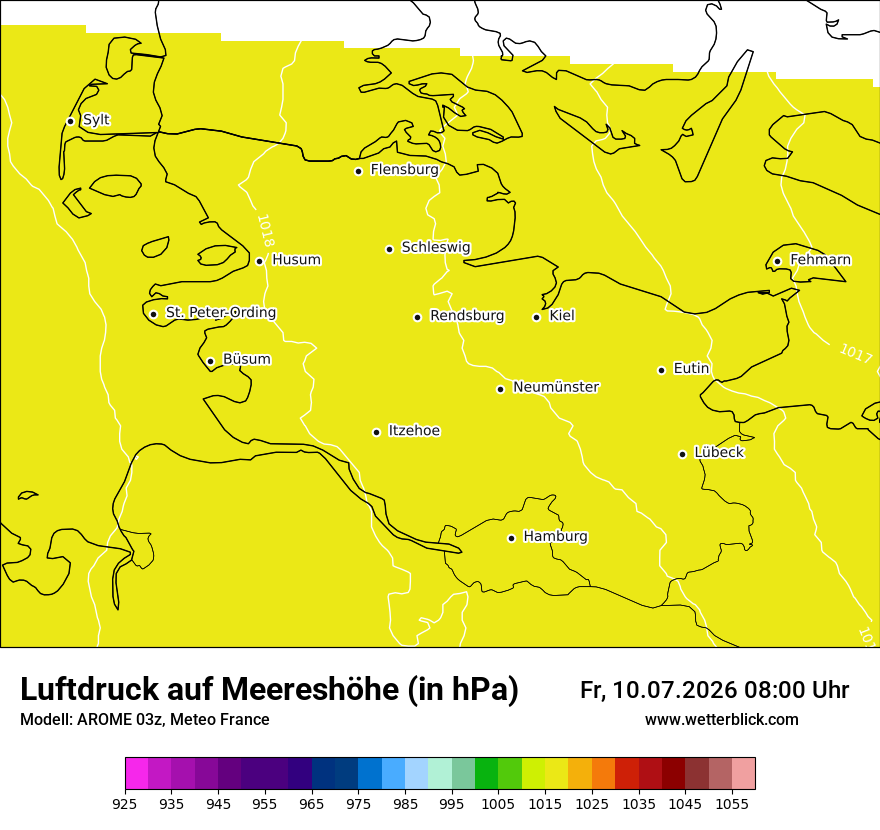 Modellkarte AROME – pmsl – sh
