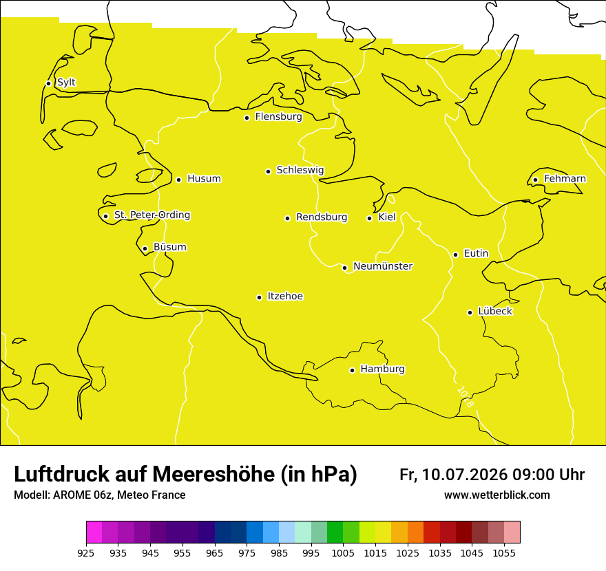 Modellkarte AROME – pmsl – sh