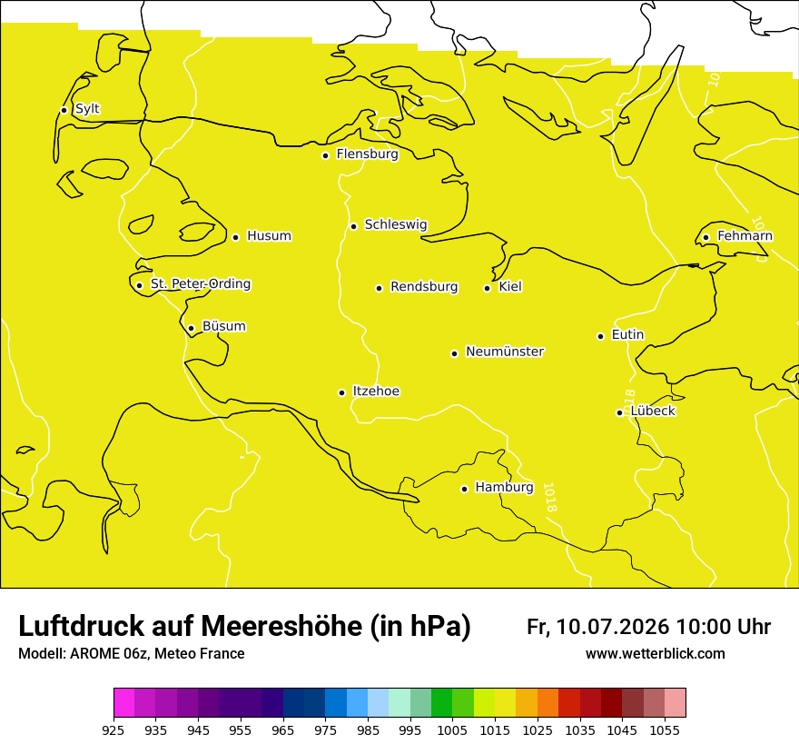 Modellkarte AROME – pmsl – sh