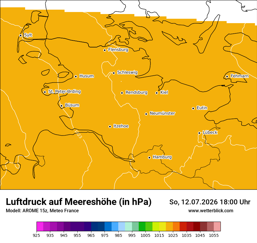 Modellkarte AROME – pmsl – sh