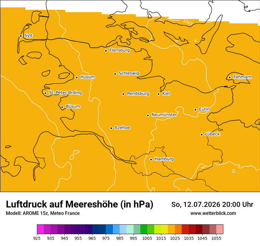 Modellkarte AROME – pmsl – sh