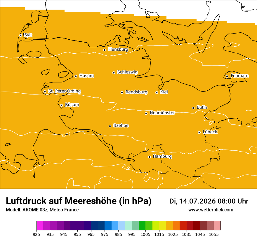 Modellkarte AROME – pmsl – sh