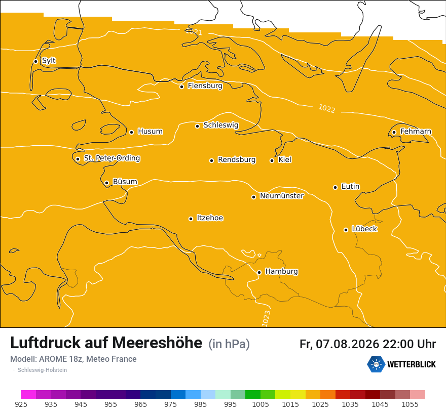 Modellkarte AROME – pmsl – sh