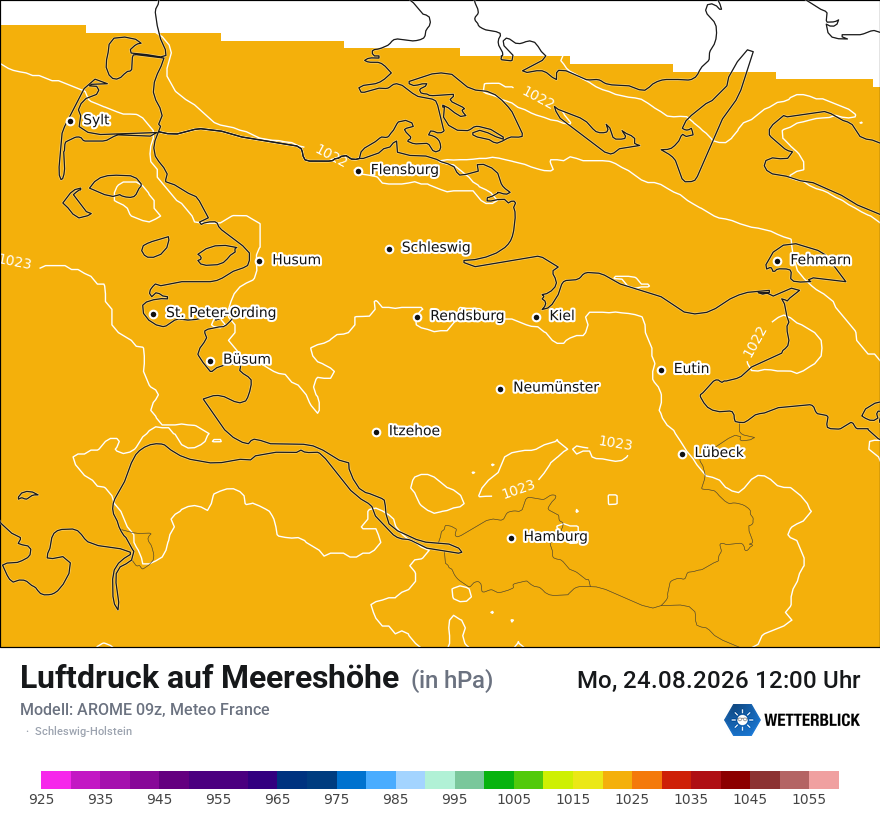 Modellkarte AROME – pmsl – sh
