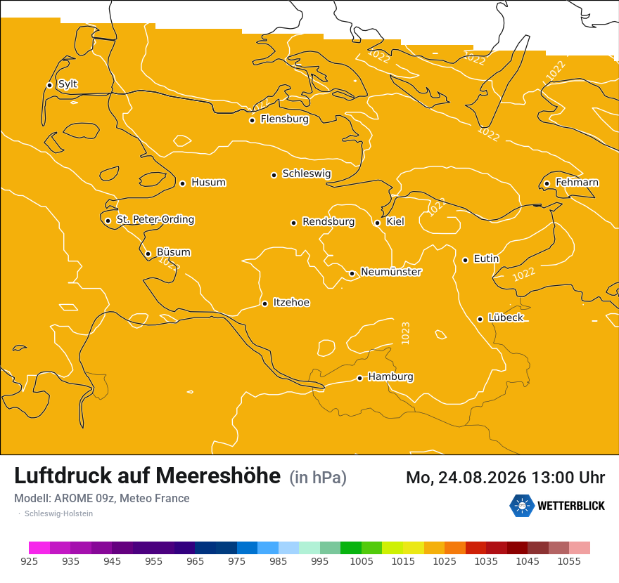 Modellkarte AROME – pmsl – sh