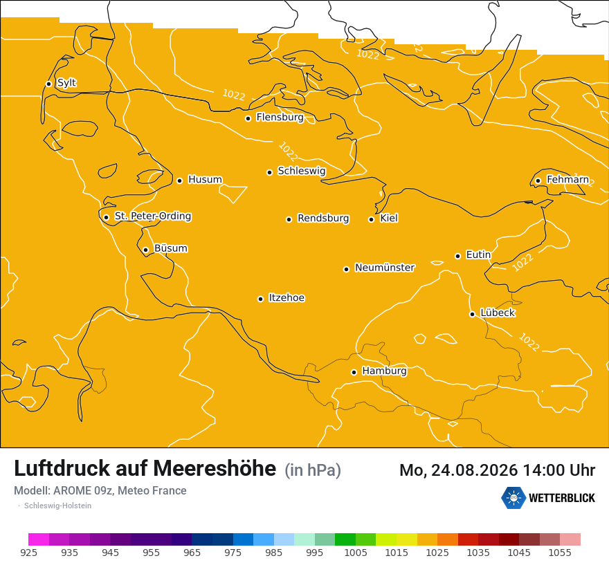 Modellkarte AROME – pmsl – sh
