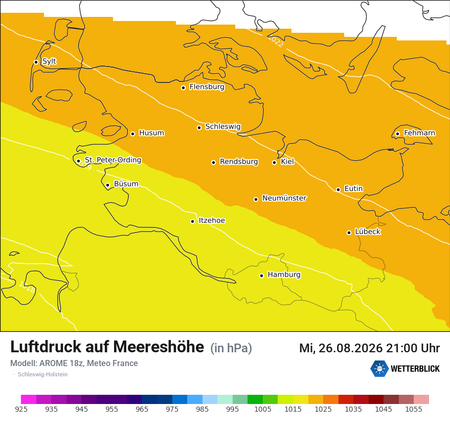 Modellkarte AROME – pmsl – sh