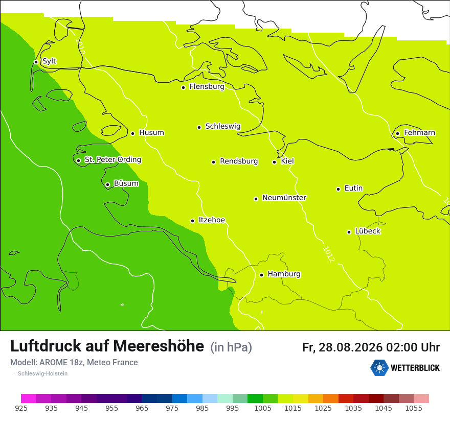 Modellkarte AROME – pmsl – sh