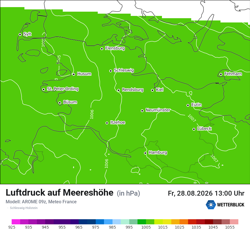 Modellkarte AROME – pmsl – sh