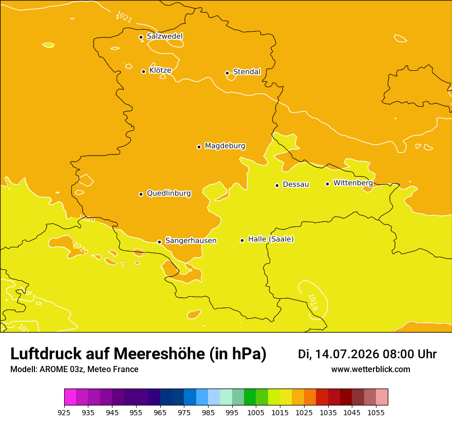 Modellkarte AROME – pmsl – st