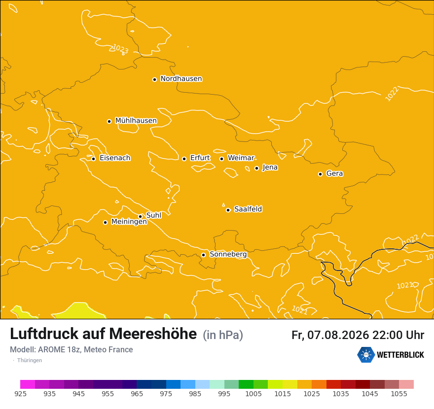 Modellkarte AROME – pmsl – th