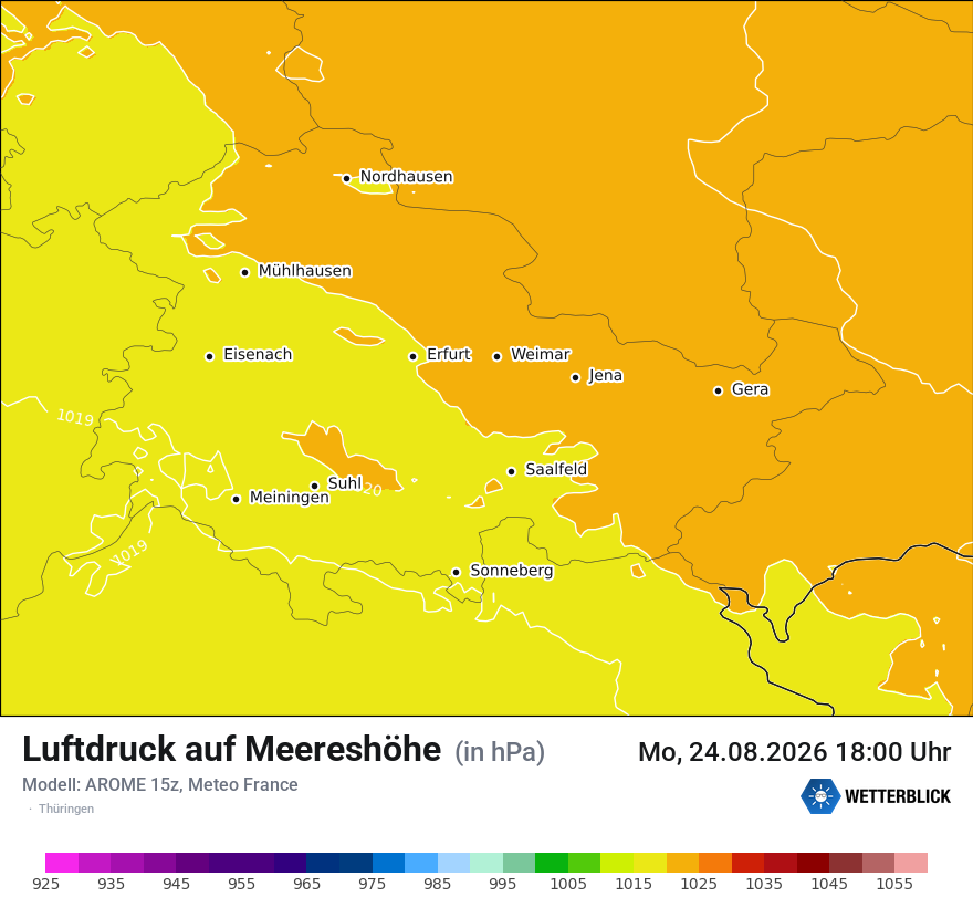 Modellkarte AROME – pmsl – th