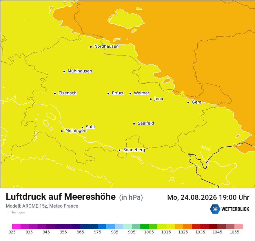Modellkarte AROME – pmsl – th