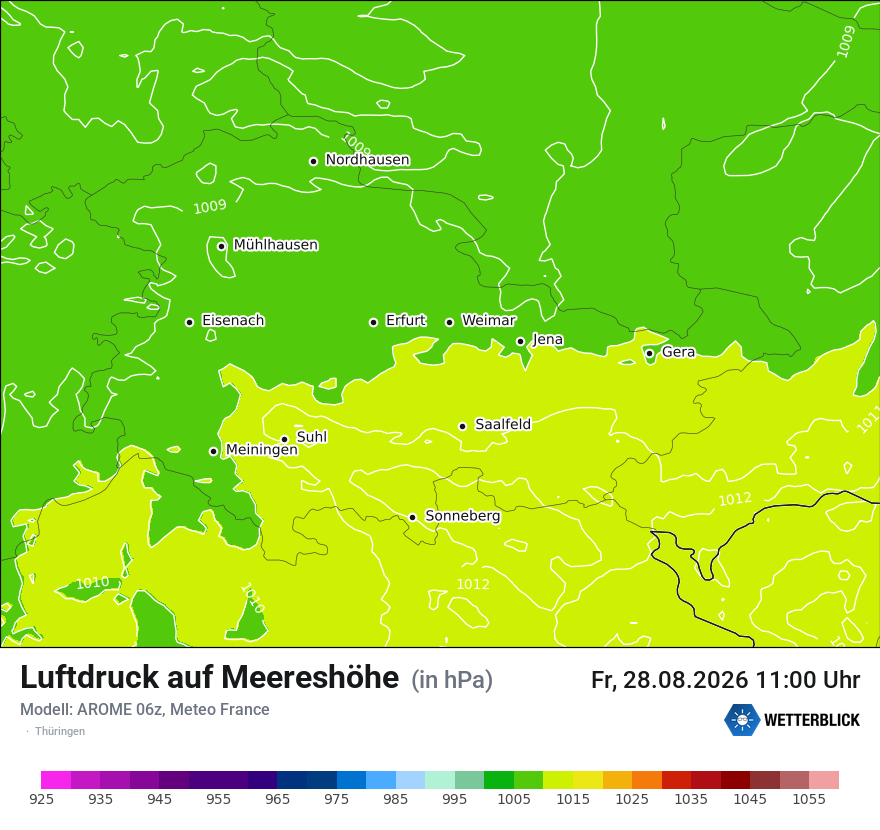 Modellkarte AROME – pmsl – th