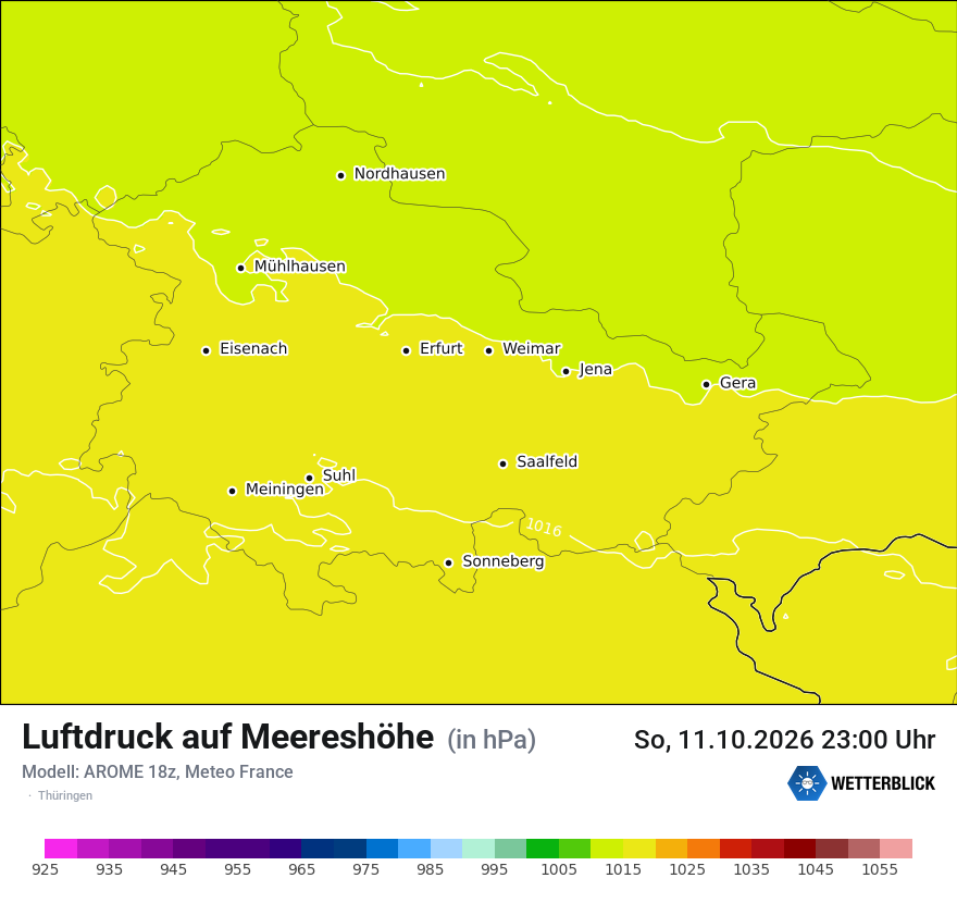 Modellkarte AROME – pmsl – th