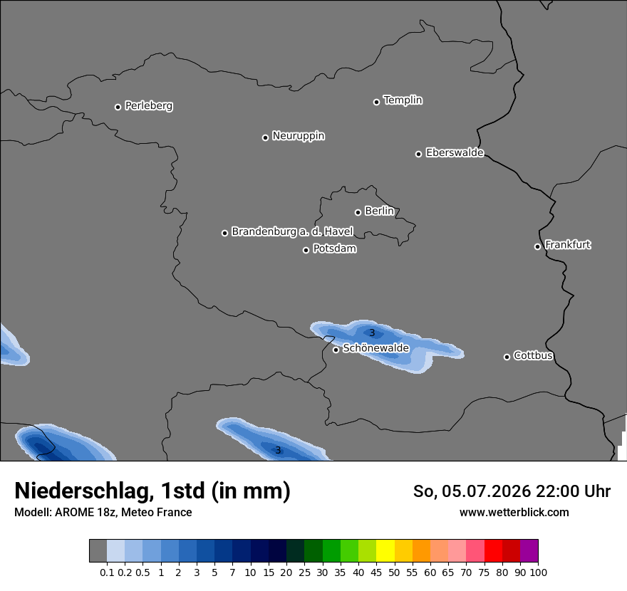Modellkarte AROME – precip – bb