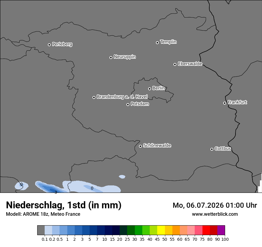 Modellkarte AROME – precip – bb