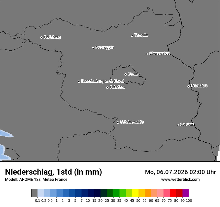 Modellkarte AROME – precip – bb
