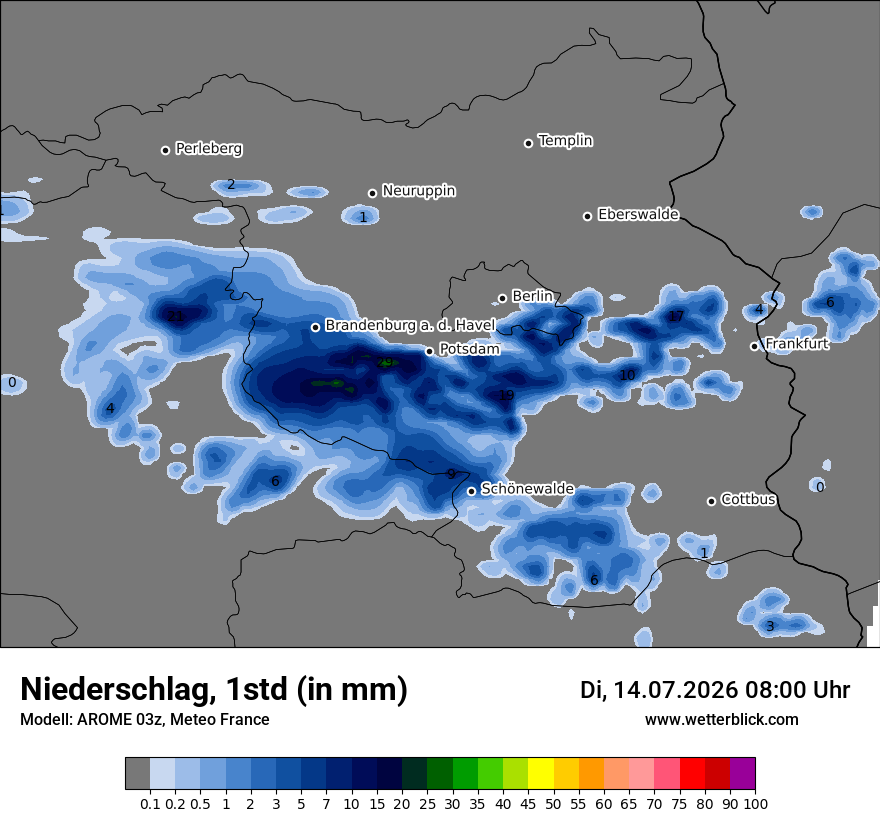 Modellkarte AROME – precip – bb